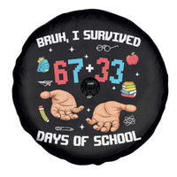Bruh I Survived 67 33 Days Of School Spare Tire Cover Funny 100th Days of School Pixel 67 Hands