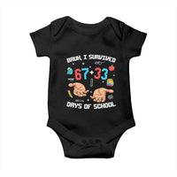 Bruh I Survived 67 33 Days Of School Baby Onesie Funny 100th Days of School Pixel 67 Hands