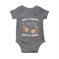 Bruh I Survived 67 33 Days Of School Baby Onesie Funny 100th Days of School Pixel 67 Hands
