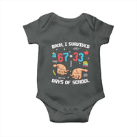 Bruh I Survived 67 33 Days Of School Baby Onesie Funny 100th Days of School Pixel 67 Hands