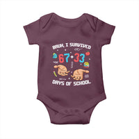 Bruh I Survived 67 33 Days Of School Baby Onesie Funny 100th Days of School Pixel 67 Hands
