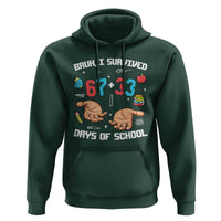 Bruh I Survived 67 33 Days Of School Hoodie Funny 100th Days of School Pixel 67 Hands