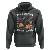 Bruh I Survived 67 33 Days Of School Hoodie Funny 100th Days of School Pixel 67 Hands