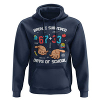 Bruh I Survived 67 33 Days Of School Hoodie Funny 100th Days of School Pixel 67 Hands