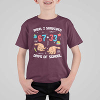 Bruh I Survived 67 33 Days Of School T Shirt For Kid Funny 100th Days of School Pixel 67 Hands