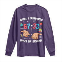 Bruh I Survived 67 33 Days Of School Long Sleeve Shirt Funny 100th Days of School Pixel 67 Hands