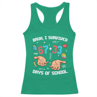 Bruh I Survived 67 33 Days Of School Racerback Tank Top Funny 100th Days of School Pixel 67 Hands