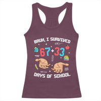 Bruh I Survived 67 33 Days Of School Racerback Tank Top Funny 100th Days of School Pixel 67 Hands