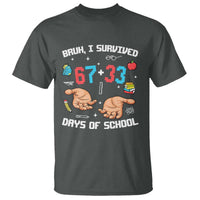 Bruh I Survived 67 33 Days Of School T Shirt Funny 100th Days of School Pixel 67 Hands