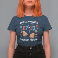 Bruh I Survived 67 33 Days Of School T Shirt For Women Funny 100th Days of School Pixel 67 Hands
