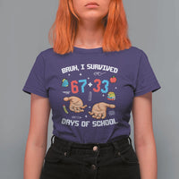 Bruh I Survived 67 33 Days Of School T Shirt For Women Funny 100th Days of School Pixel 67 Hands