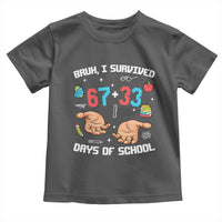 Bruh I Survived 67 33 Days Of School Toddler T Shirt Funny 100th Days of School Pixel 67 Hands