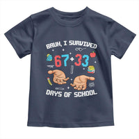 Bruh I Survived 67 33 Days Of School Toddler T Shirt Funny 100th Days of School Pixel 67 Hands