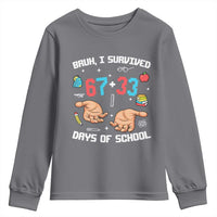 Bruh I Survived 67 33 Days Of School Youth Sweatshirt Funny 100th Days of School Pixel 67 Hands