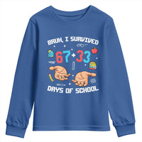 Bruh I Survived 67 33 Days Of School Youth Sweatshirt Funny 100th Days of School Pixel 67 Hands