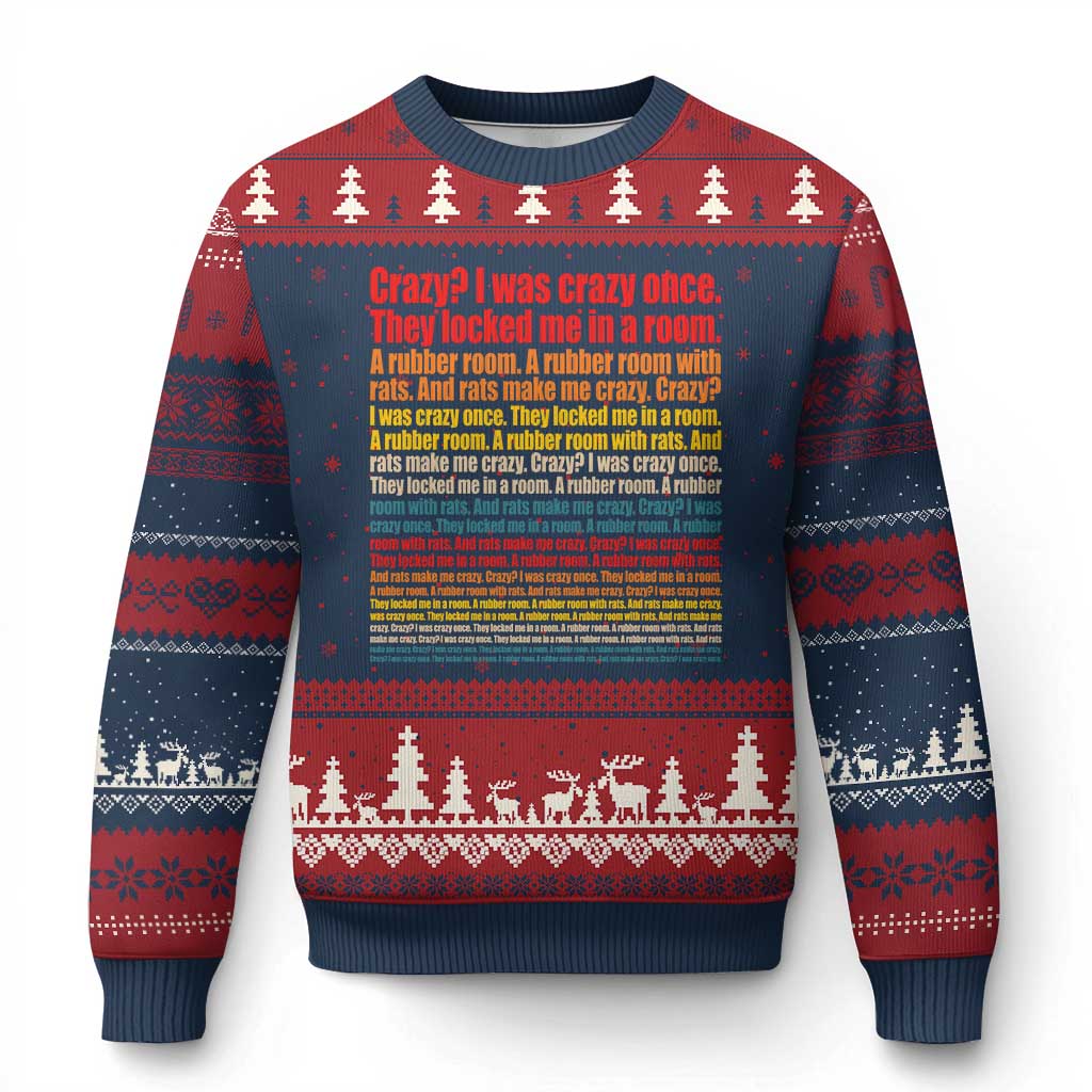Funny Crazy I Was Crazy Once Meme Ugly Christmas Sweater