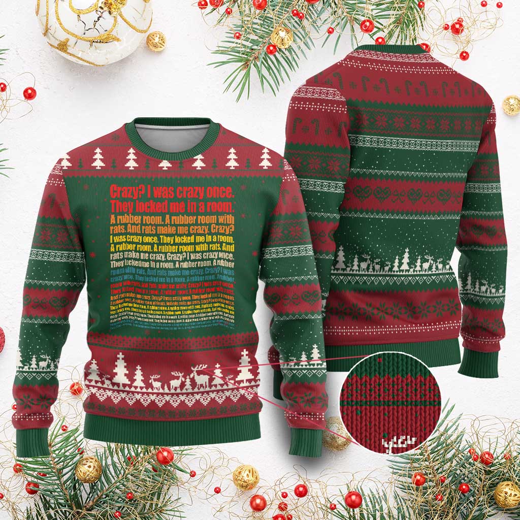 Funny Crazy I Was Crazy Once Meme Ugly Christmas Sweater