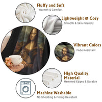 Mona Lisa Holding Groundhog Parody Painting Throw Blanket Funny Groundhog Day