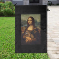 Mona Lisa Holding Groundhog Parody Painting Garden Flag Funny Groundhog Day