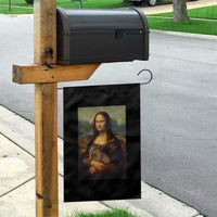 Mona Lisa Holding Groundhog Parody Painting Garden Flag Funny Groundhog Day