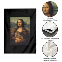Mona Lisa Holding Groundhog Parody Painting Garden Flag Funny Groundhog Day