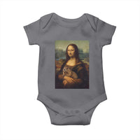 Mona Lisa Holding Groundhog Parody Painting Baby Onesie Funny Groundhog Day