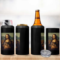 Mona Lisa Holding Groundhog Parody Painting 4 in 1 Can Cooler Tumbler Funny Groundhog Day