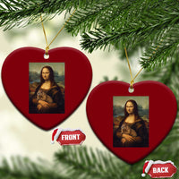 Mona Lisa Holding Groundhog Parody Painting Ceramic Ornament Funny Groundhog Day