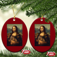 Mona Lisa Holding Groundhog Parody Painting Ceramic Ornament Funny Groundhog Day