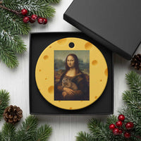 Mona Lisa Holding Groundhog Parody Painting Ceramic Ornament Funny Groundhog Day