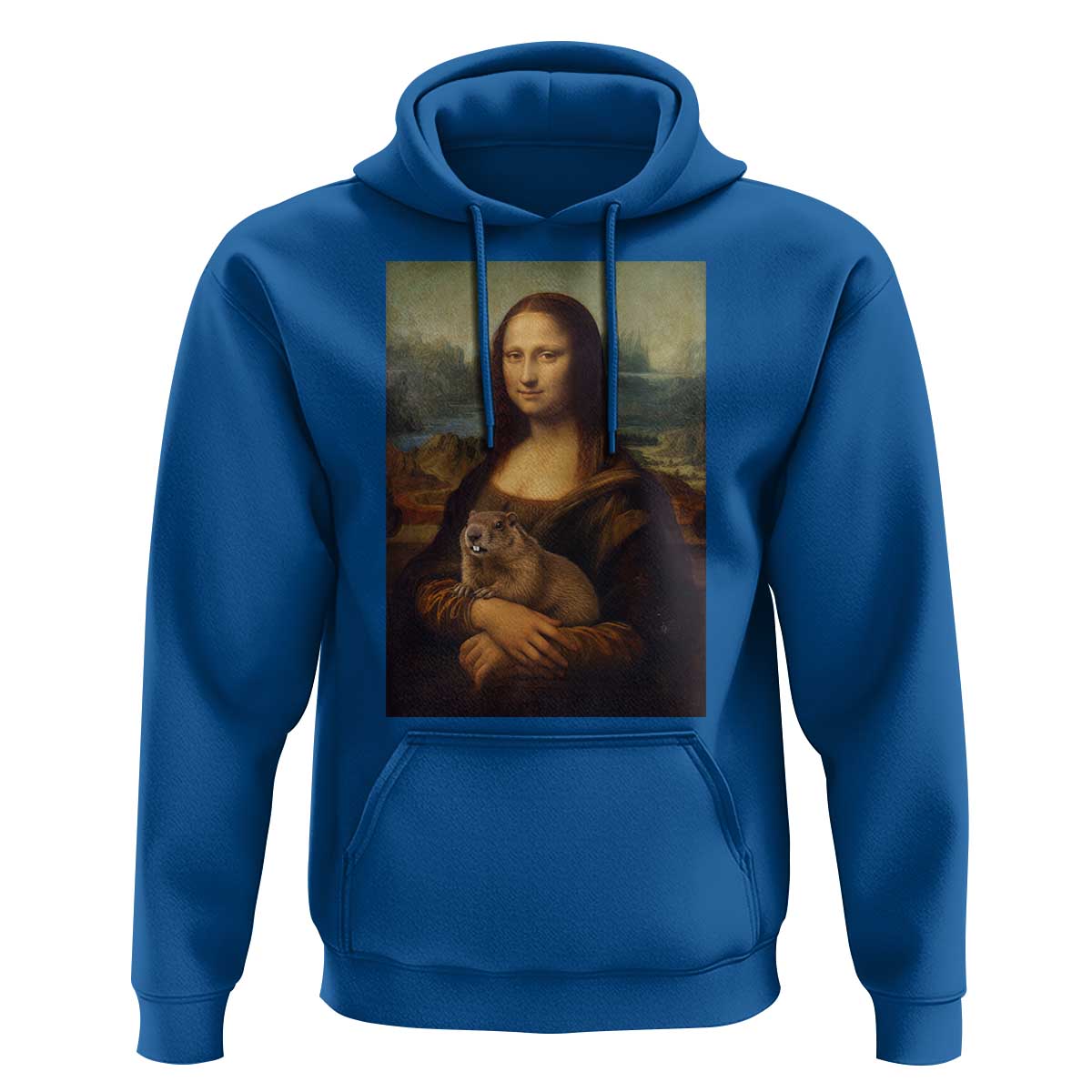 Mona Lisa Holding Groundhog Parody Painting Hoodie Funny Groundhog Day