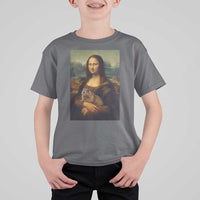 Mona Lisa Holding Groundhog Parody Painting T Shirt For Kid Funny Groundhog Day