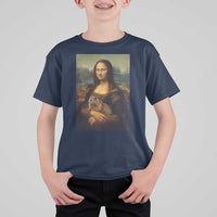 Mona Lisa Holding Groundhog Parody Painting T Shirt For Kid Funny Groundhog Day