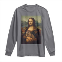 Mona Lisa Holding Groundhog Parody Painting Long Sleeve Shirt Funny Groundhog Day