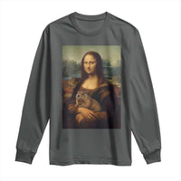 Mona Lisa Holding Groundhog Parody Painting Long Sleeve Shirt Funny Groundhog Day