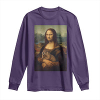 Mona Lisa Holding Groundhog Parody Painting Long Sleeve Shirt Funny Groundhog Day