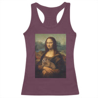 Mona Lisa Holding Groundhog Parody Painting Racerback Tank Top Funny Groundhog Day