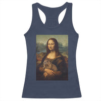 Mona Lisa Holding Groundhog Parody Painting Racerback Tank Top Funny Groundhog Day