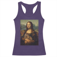 Mona Lisa Holding Groundhog Parody Painting Racerback Tank Top Funny Groundhog Day