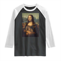 Mona Lisa Holding Groundhog Parody Painting Raglan Shirt Funny Groundhog Day