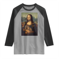 Mona Lisa Holding Groundhog Parody Painting Raglan Shirt Funny Groundhog Day