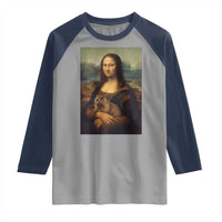 Mona Lisa Holding Groundhog Parody Painting Raglan Shirt Funny Groundhog Day