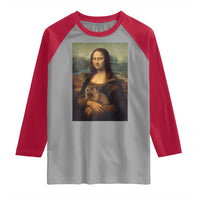 Mona Lisa Holding Groundhog Parody Painting Raglan Shirt Funny Groundhog Day