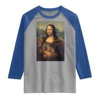 Mona Lisa Holding Groundhog Parody Painting Raglan Shirt Funny Groundhog Day