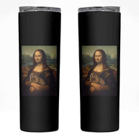Mona Lisa Holding Groundhog Parody Painting Skinny Tumbler Funny Groundhog Day