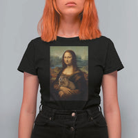 Mona Lisa Holding Groundhog Parody Painting T Shirt For Women Funny Groundhog Day