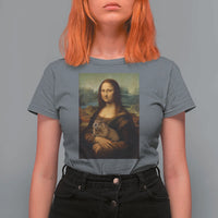 Mona Lisa Holding Groundhog Parody Painting T Shirt For Women Funny Groundhog Day
