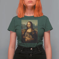 Mona Lisa Holding Groundhog Parody Painting T Shirt For Women Funny Groundhog Day