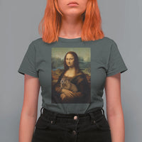 Mona Lisa Holding Groundhog Parody Painting T Shirt For Women Funny Groundhog Day
