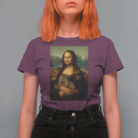 Mona Lisa Holding Groundhog Parody Painting T Shirt For Women Funny Groundhog Day